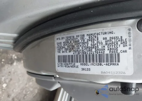 2001 Toyota Avalon Xl z USA, uszkodzony, nr VIN 4T1BF28B11U176442